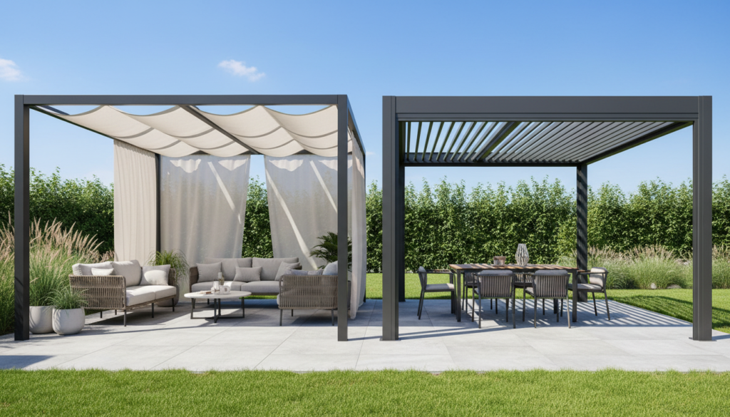 découvrez les différences entre pergola toile et pergola bioclimatique et leur impact sur la taxe d'aménagement pour bien choisir votre installation extérieure.