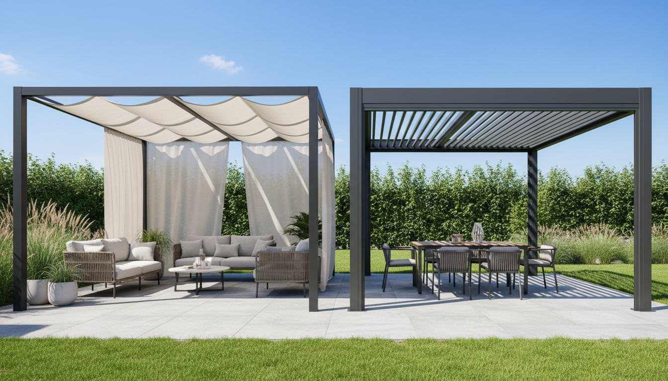 Pergola toile vs Pergola bioclimatique : impact sur la taxe d’aménagement.