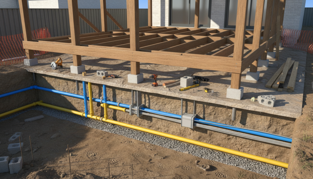 découvrez les précautions à prendre concernant les servitudes de tréfonds et les canalisations souterraines avant la construction de votre future véranda.